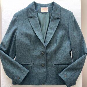 VINTAGE Pendleton women’s 100% VIRGIN Wool Blazer Jacket Herringbone Green Small